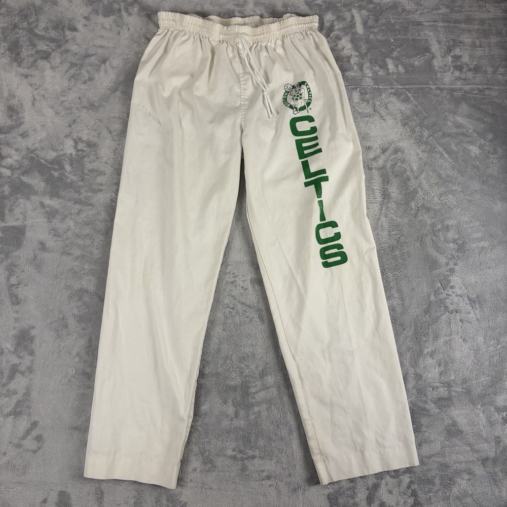 Vintage 80's Boston Celtics Pants Mens Medium NBA Basketball White
